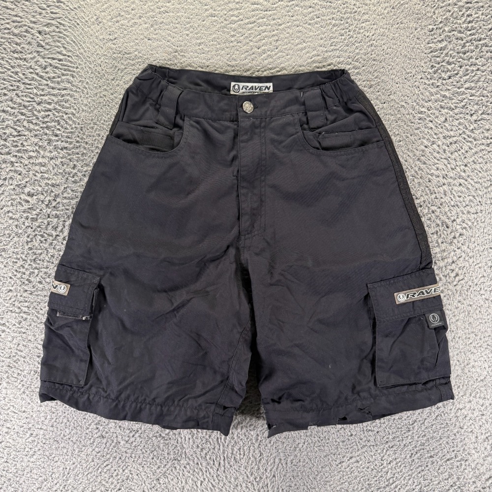 Raven Shorts Mens 28 Blue Nylon Cargo Mesh-Lined Utility Motorcycle Biker Riding